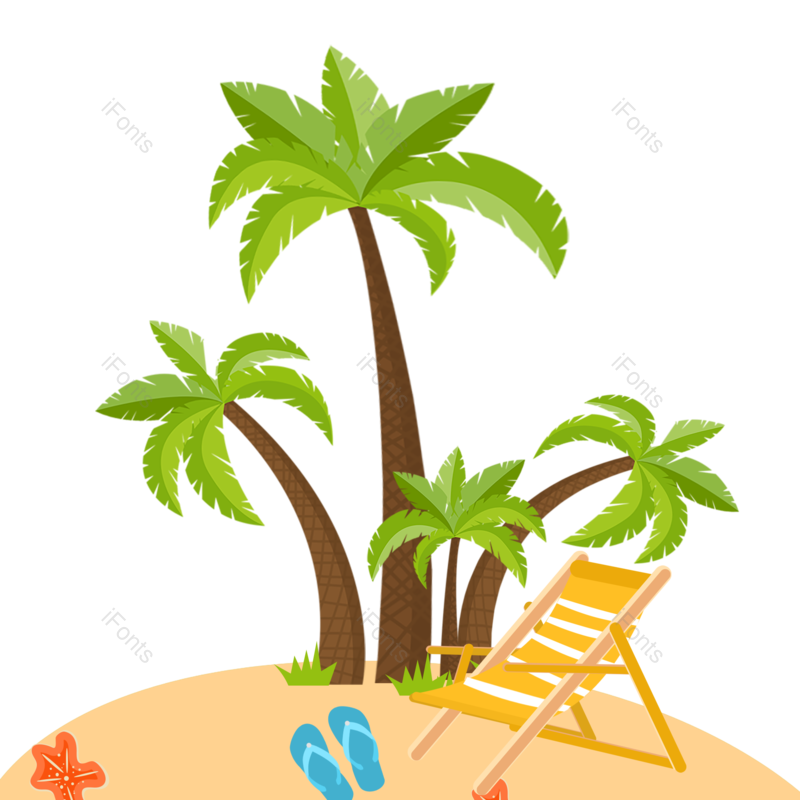 卡通图片,夏天元素,海边PNG,度假免抠素材